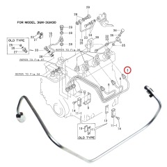 YANMAR 3GM 3GM30 3GM30F - Fuel Injector Pipe - Cyl-1 - 128390-59810